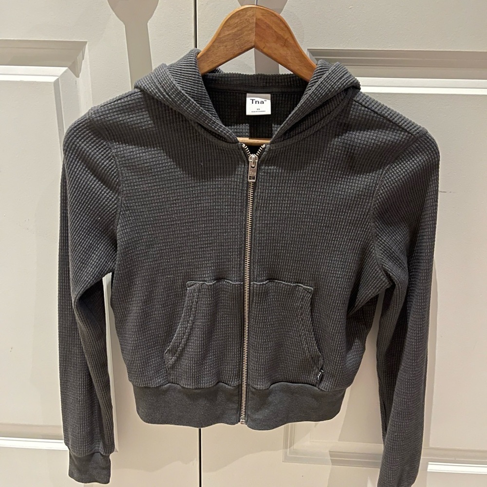 Tna size xs dark grey waffle zip up
